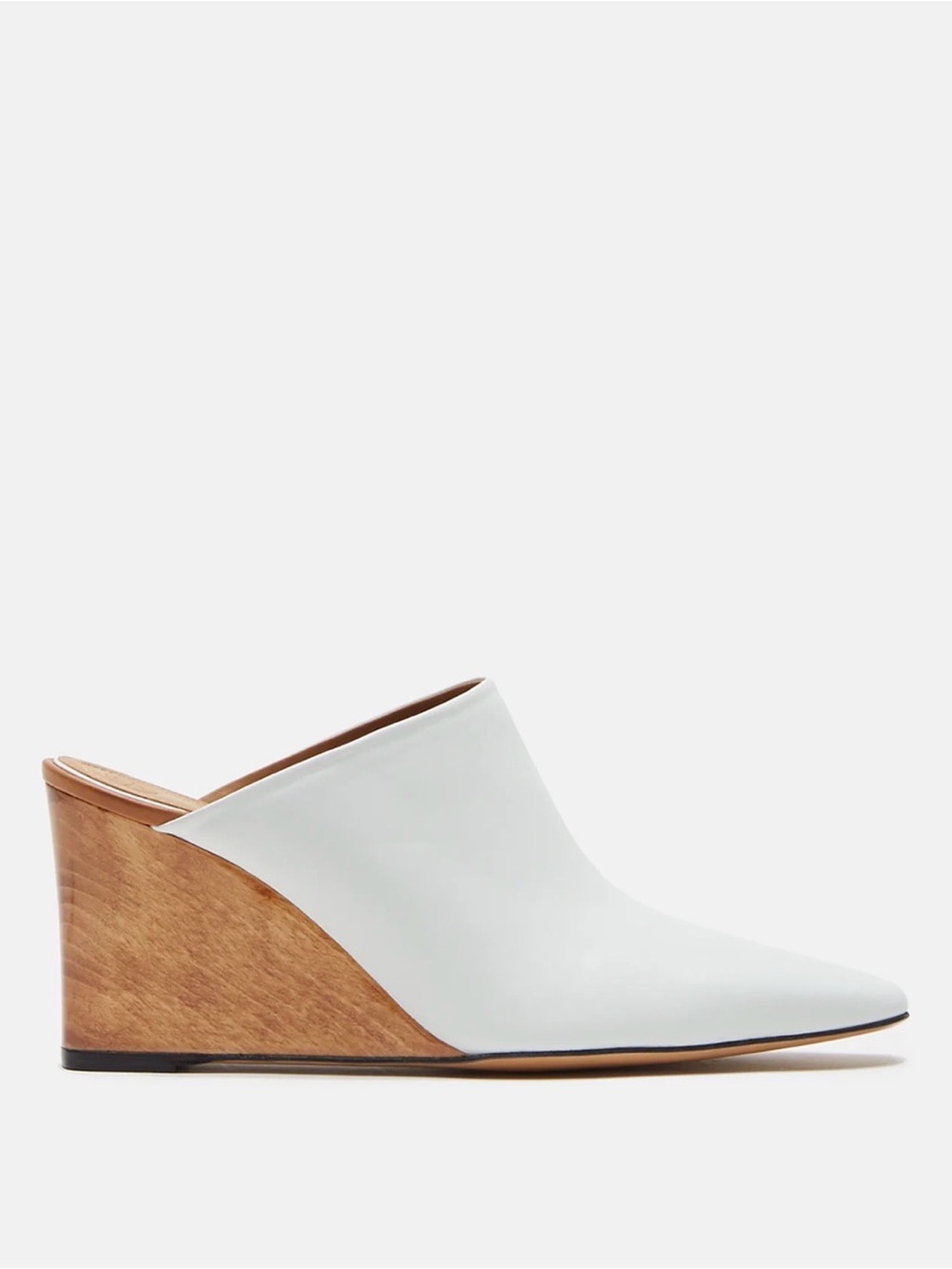 The Row Flora White Leather Slip-On Mule Heels